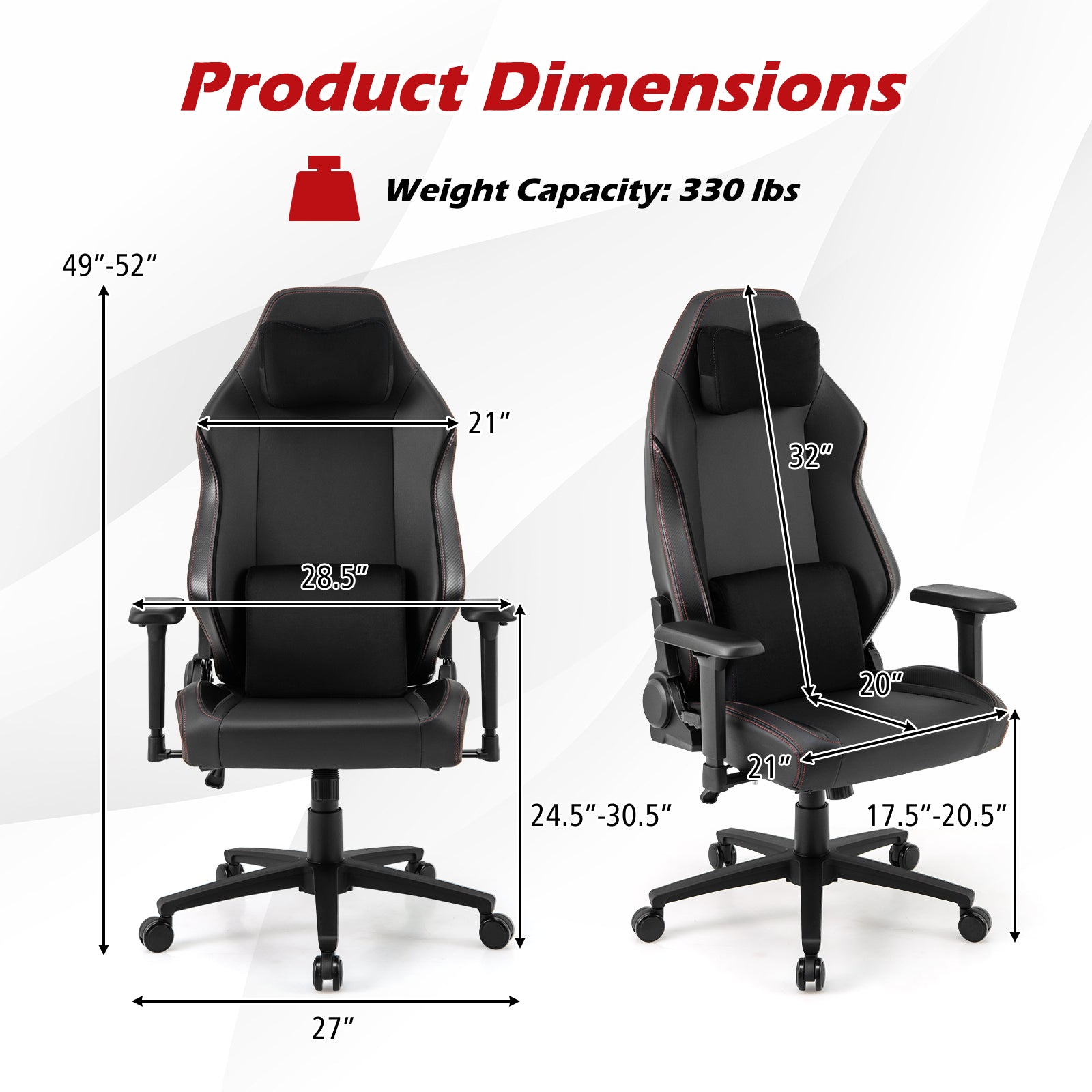 Ergonomic High Back Computer Chair with Magnetic Headrest and Lumbar Pillow, Black Gaming Chairs at Gallery Canada