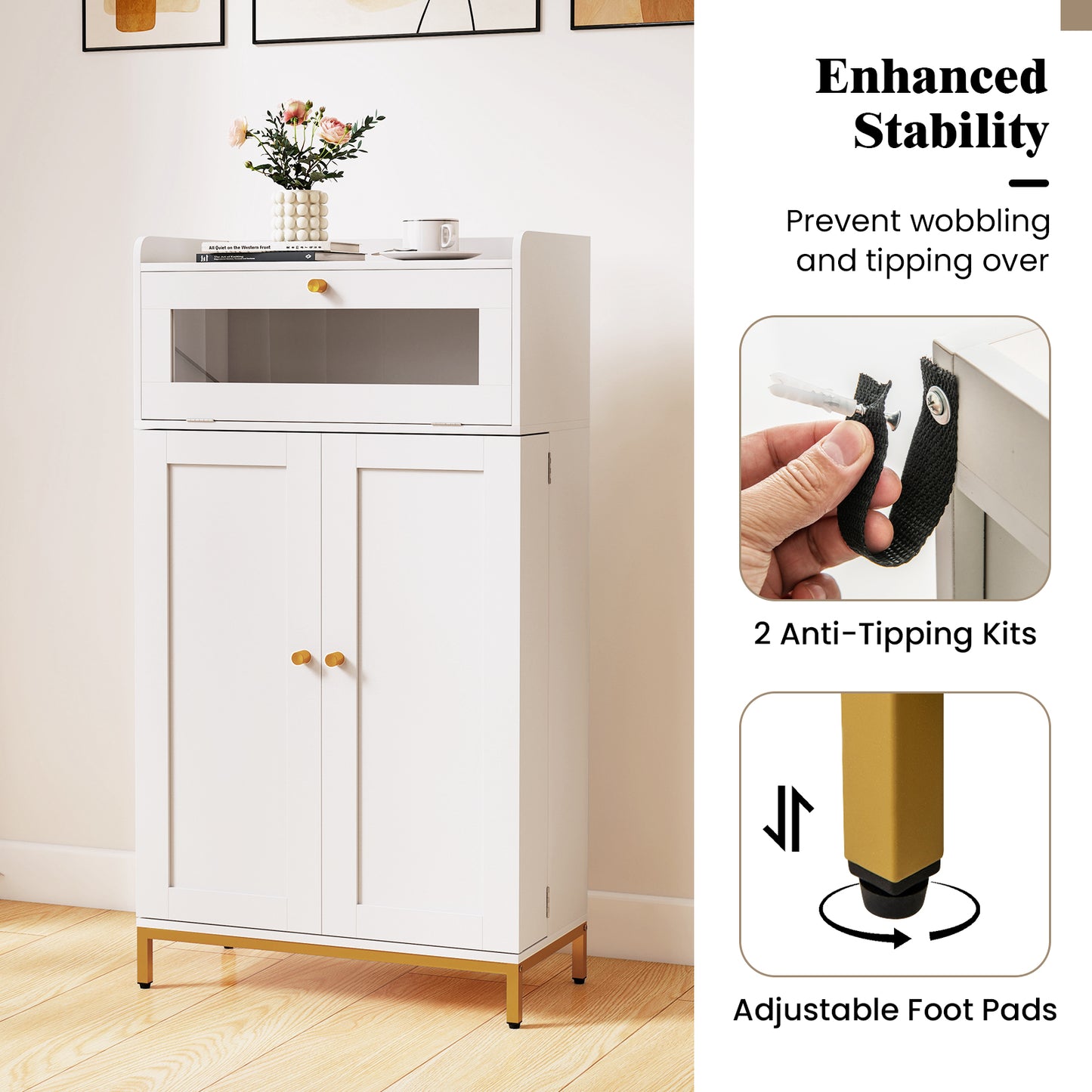 Kitchen Pantry Cabinet Freestanding Food Storage Cupboard, White Sideboards Cabinets & Buffets at Gallery Canada