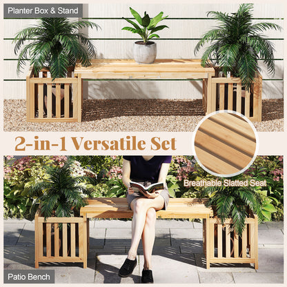 Patio Wooden Bench with Planter 2 Person Patio Bench, Natural Outdoor Benches at Gallery Canada