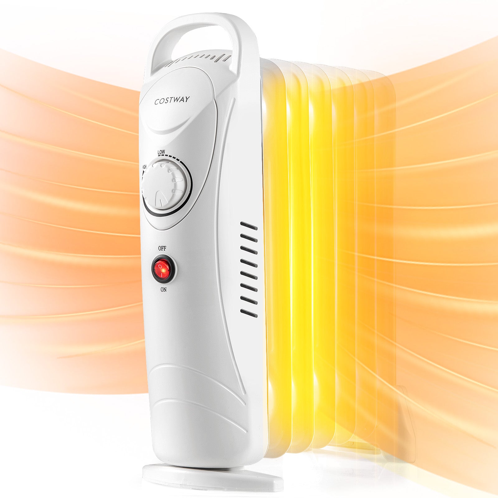 700W Electric Oil Filled Radiator Heater with Adjustable Thermostat, White Space Heaters at Gallery Canada