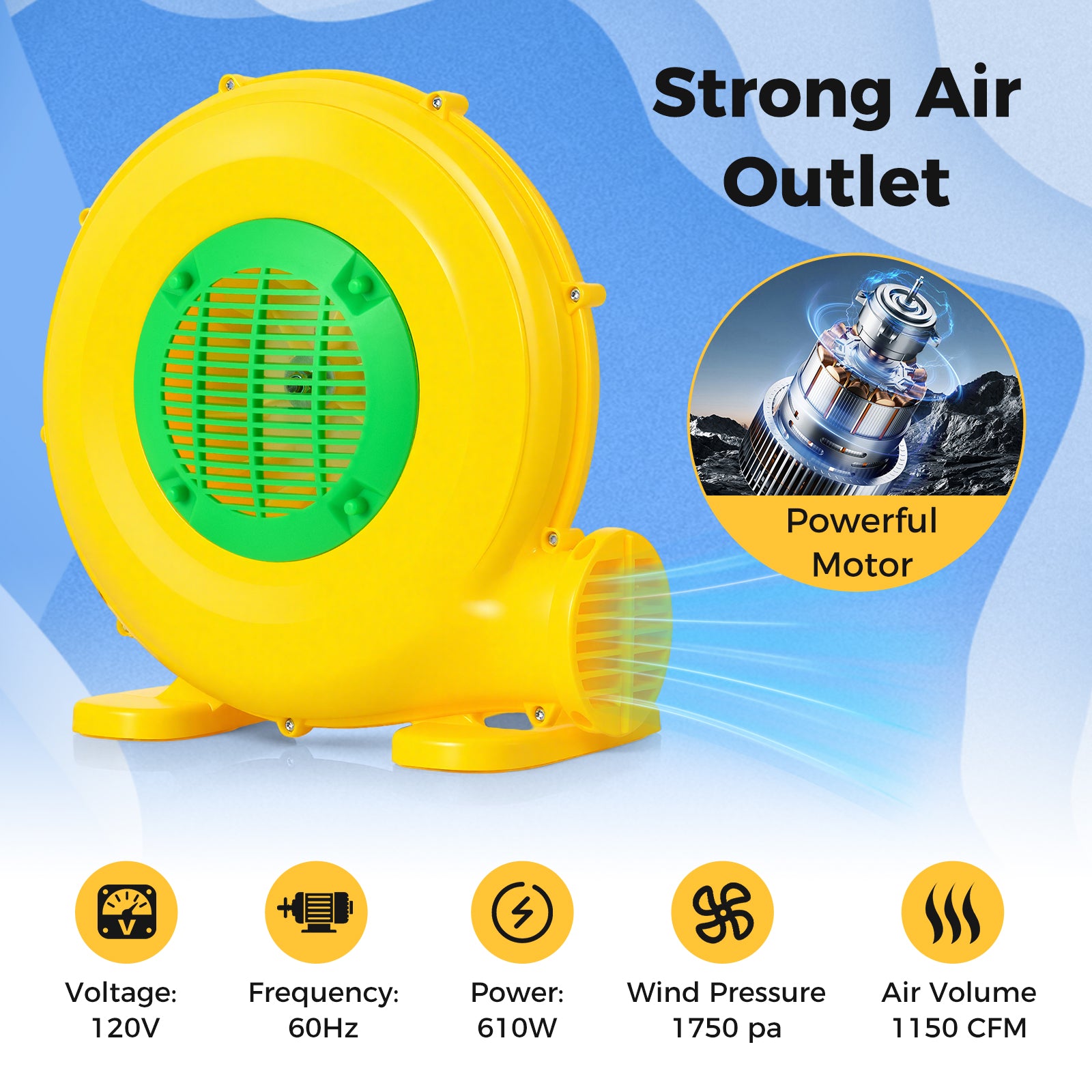 610W Bounce House Blower with Handle and Ground Stakes Air Blowers at Gallery Canada