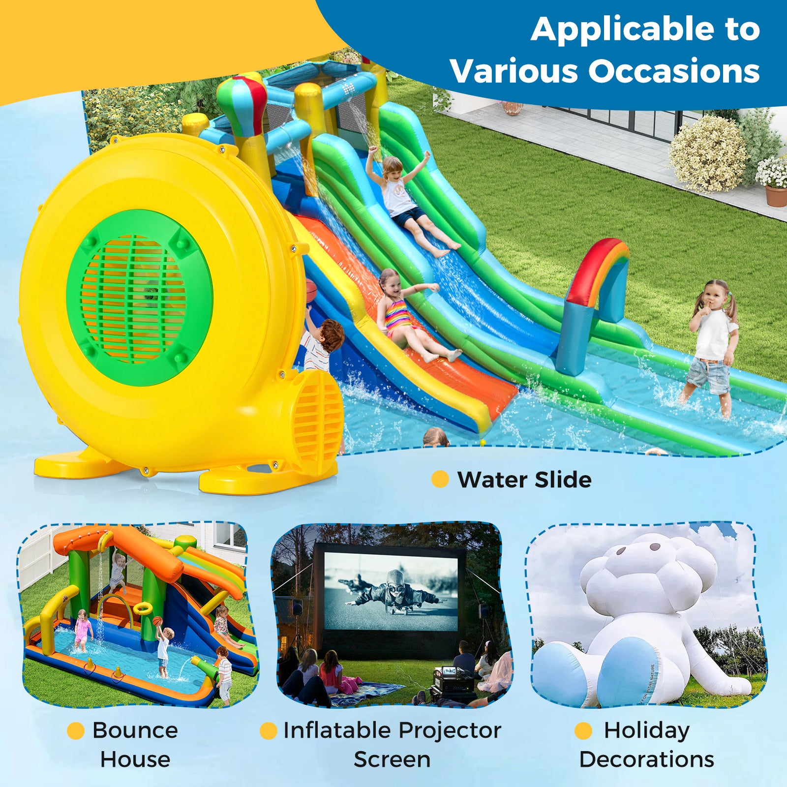 610W Bounce House Blower with Handle and Ground Stakes Air Blowers at Gallery Canada