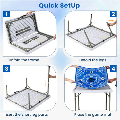 35 Inch 4 Player Folding Mahjong Table, Cup Holders, Light Blue Game Room at Gallery Canada