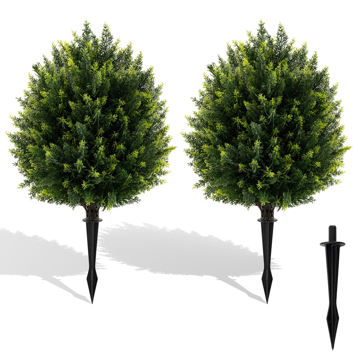 24 Inches Artificial Cypress Topiary Ball Tree Set with Ground Spike, Green Faux Plants Green at Gallery Canada
