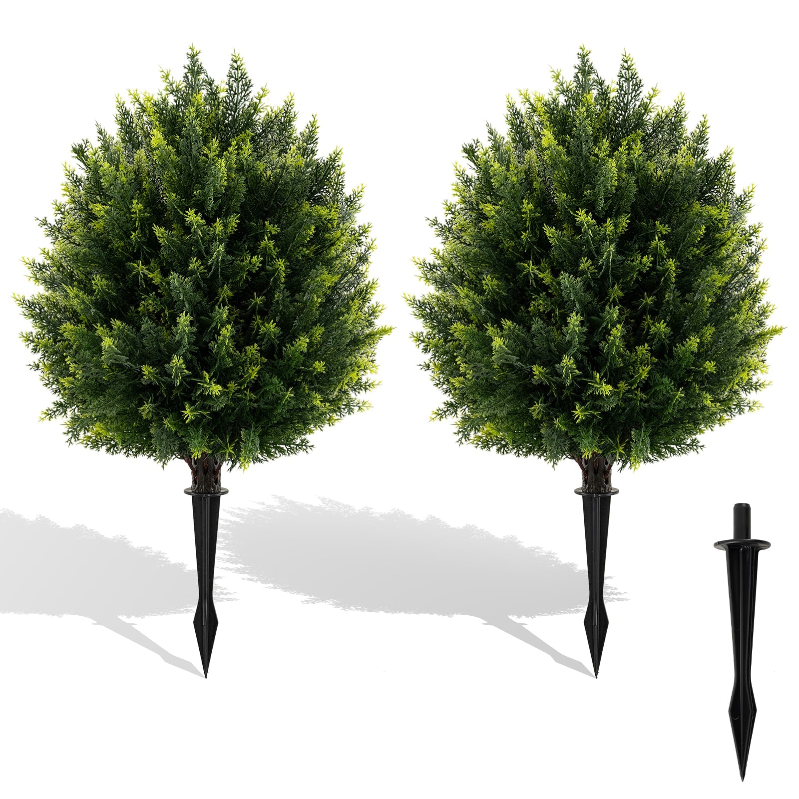 24 Inch Artificial Cypress Topiary Ball Tree Set, With Ground Spike, Green Faux Plants at Gallery Canada