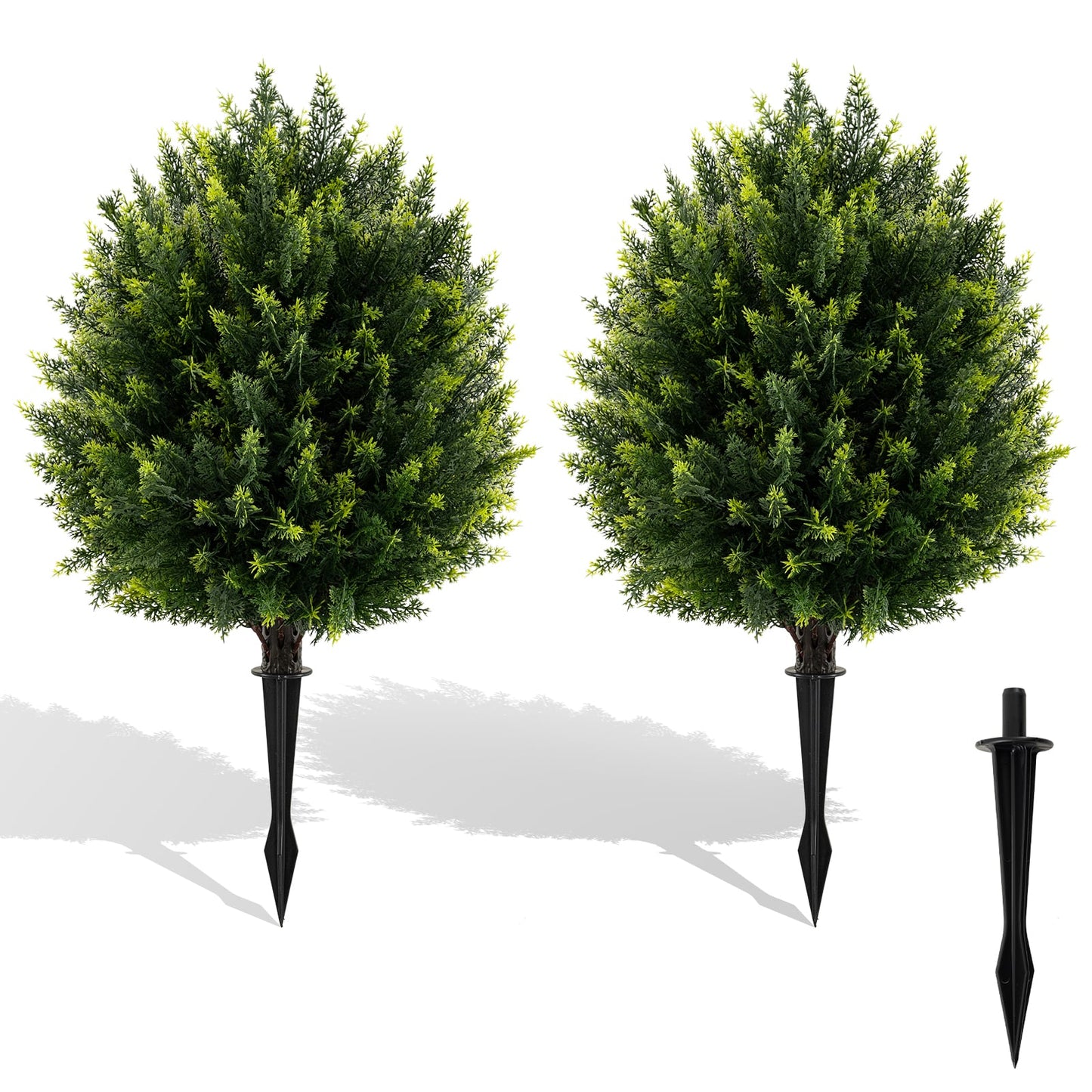 24 Inch Artificial Cypress Topiary Ball Tree Set, With Ground Spike, Green Faux Plants at Gallery Canada