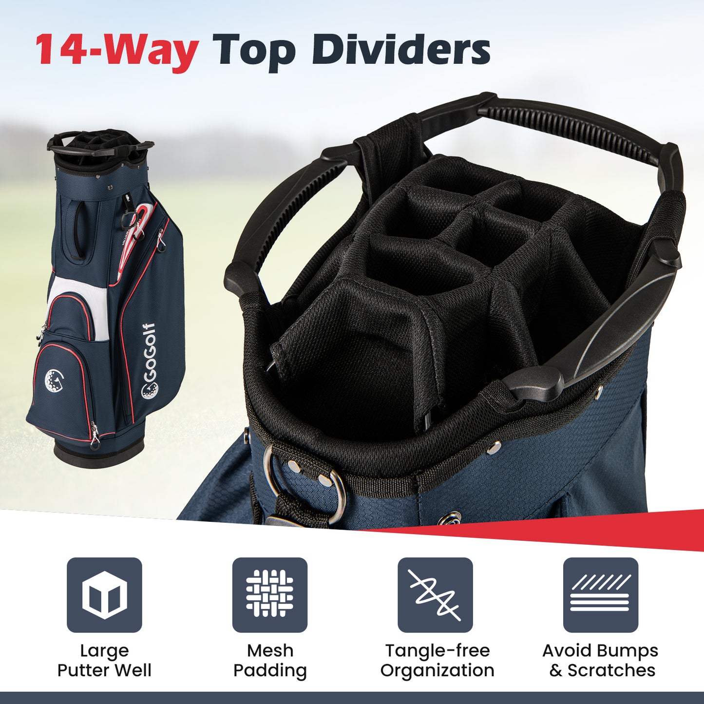 Golf Cart Bag Lightweight Portable Golf Club Organizer Bag, Navy Golf at Gallery Canada