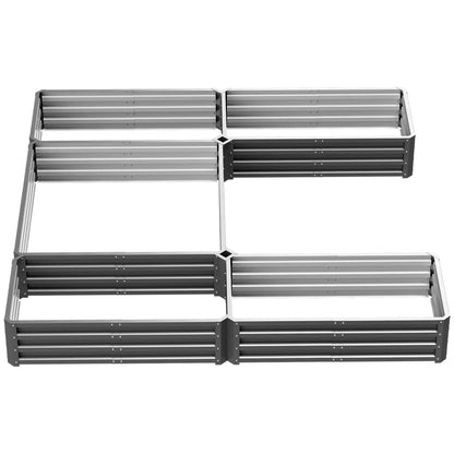 Steel Raised Garden Bed, Set of 5 Large Planters, 8x8x1ft, Grey Galvanized Planter Boxes at Gallery Canada
