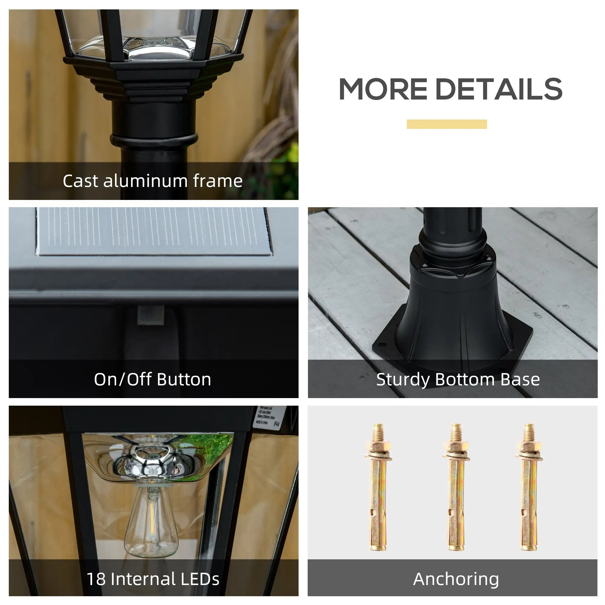 77 Solar Lamp Post Light, Motion Activated, Adjustable Brightness, Black Solar Post Lamps at Gallery Canada