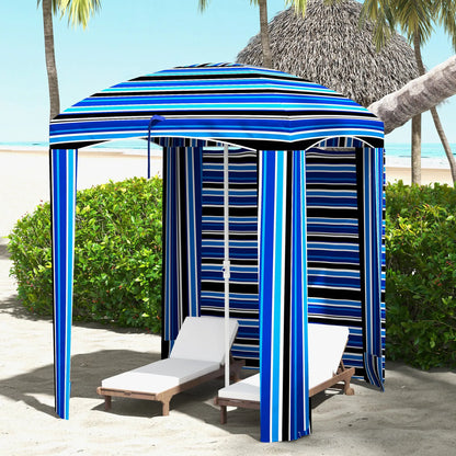 70.1" L x 70.1" W Cabana Umbrella, With Walls, Vents, Carry Bag, Blue Stripe