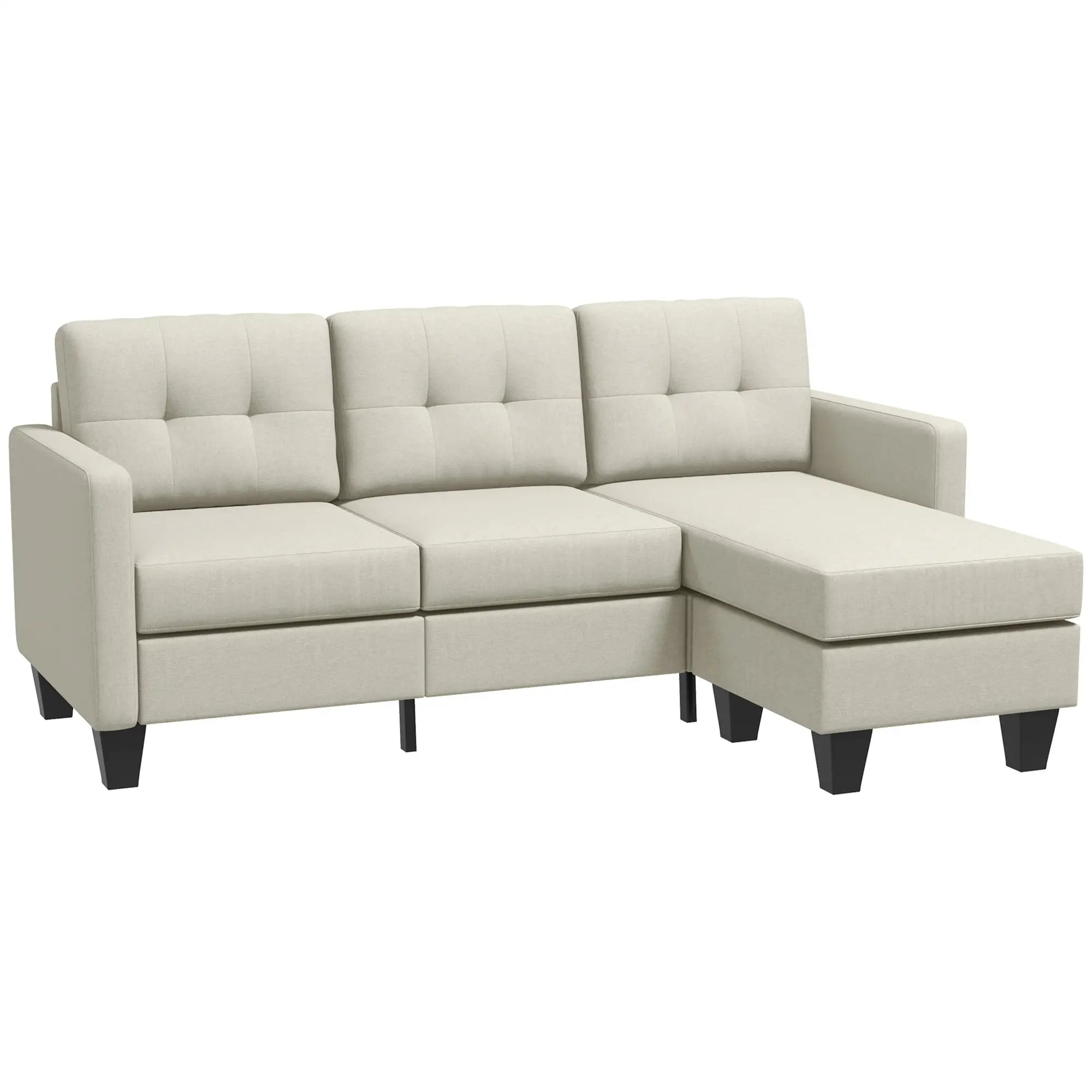 L-Shaped Sofa, 3 Seater Sectional with Ottoman, Beige 3-Seater Sofas at Gallery Canada