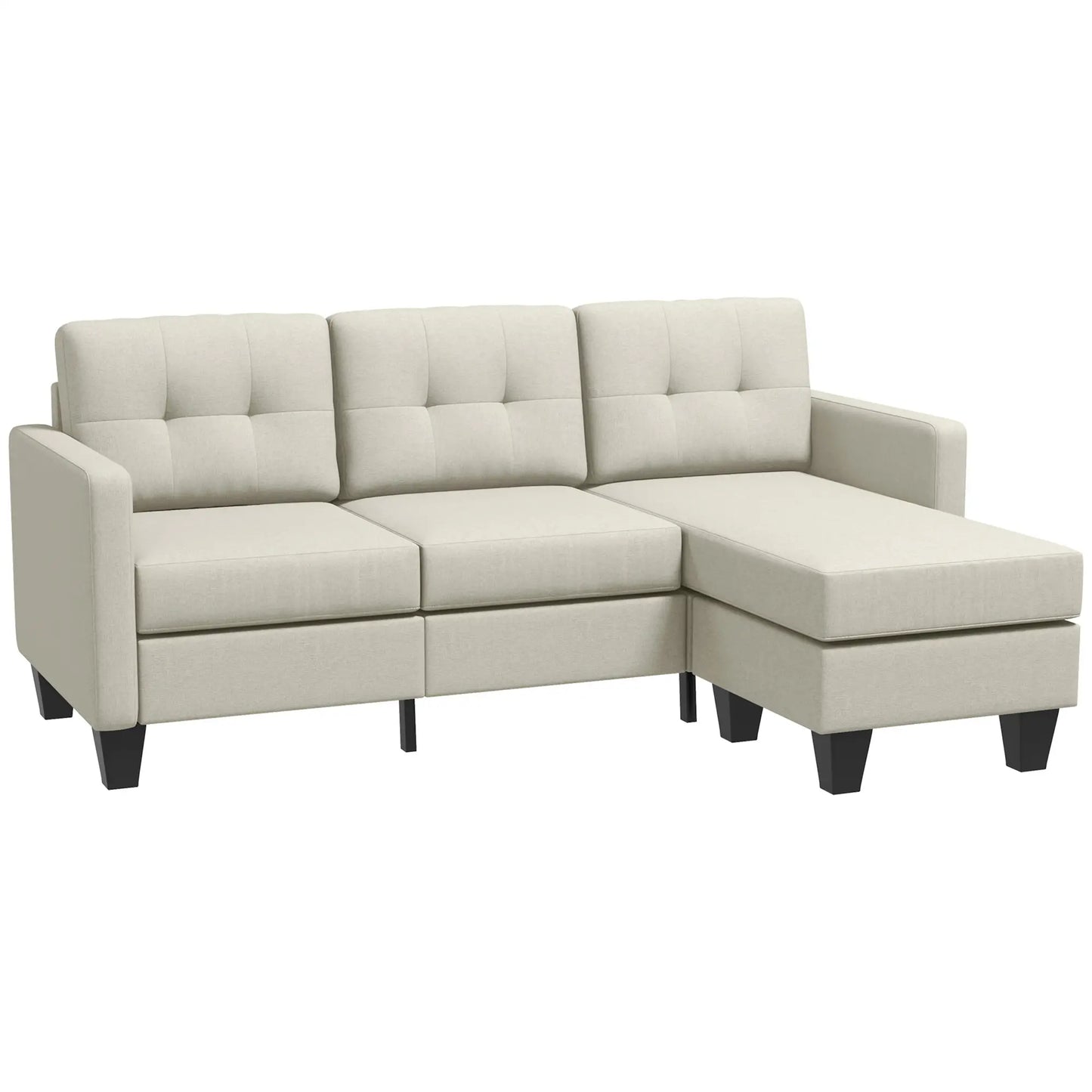 L-Shaped Sofa, 3 Seater Sectional with Ottoman, Beige 3-Seater Sofas at Gallery Canada