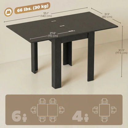 55" Extendable Dining Table, Kitchen Table For 4-6 Person, Black Dining Tables at Gallery Canada