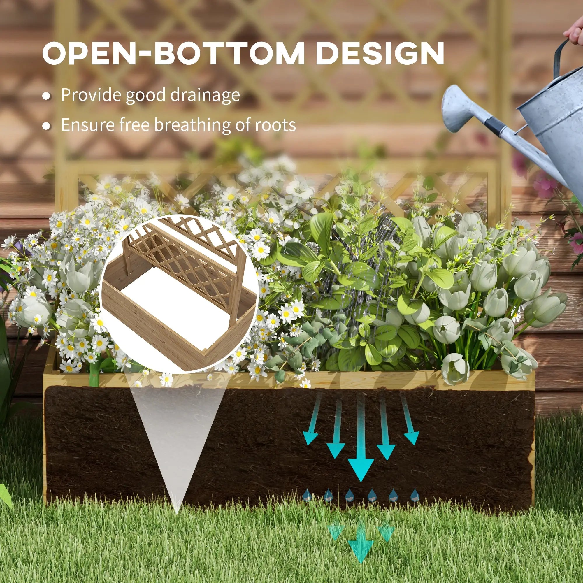 Wooden Planter With Trellis Privacy Screen, Raised Garden Bed Wooden Planter Boxes at Gallery Canada