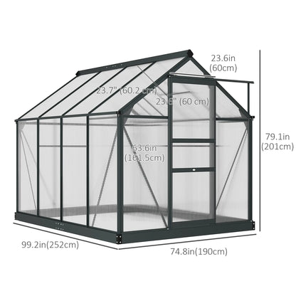 Greenhouse Garden, Outdoor Kit, PC Board Sliding Door, 6.2' x 8.3' x 6.6', Grey Walk In Greenhouses at Gallery Canada