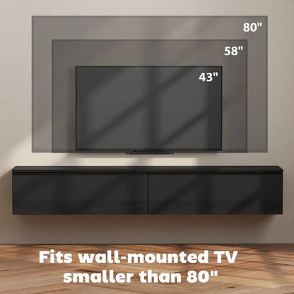 Wall Mounted TV Stand, Floating Cabinet With Storage, For TVs Up To 70", Black