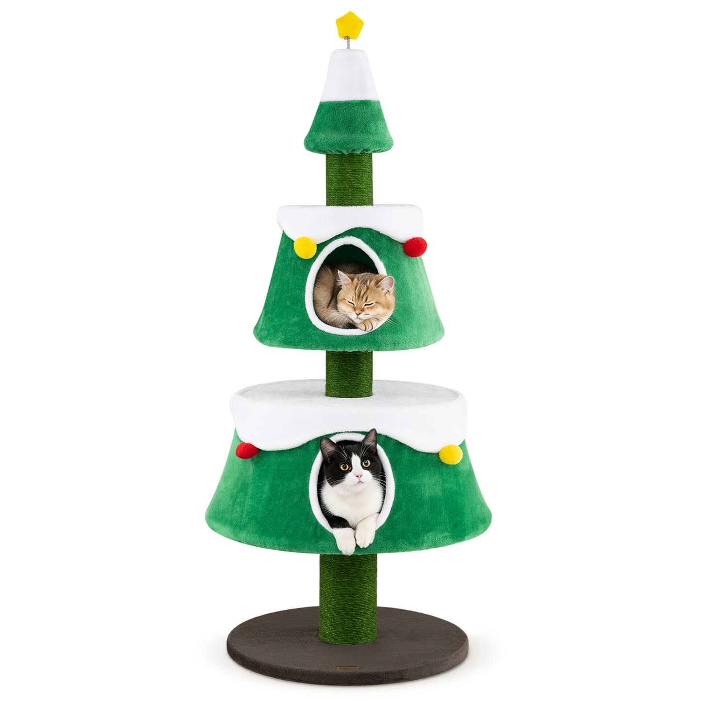 61.5" Cat Christmas Tree for Indoor Kittens, 2 Large Condos, Star Toy, Green Cat Trees Condos & Scratchers at Gallery Canada