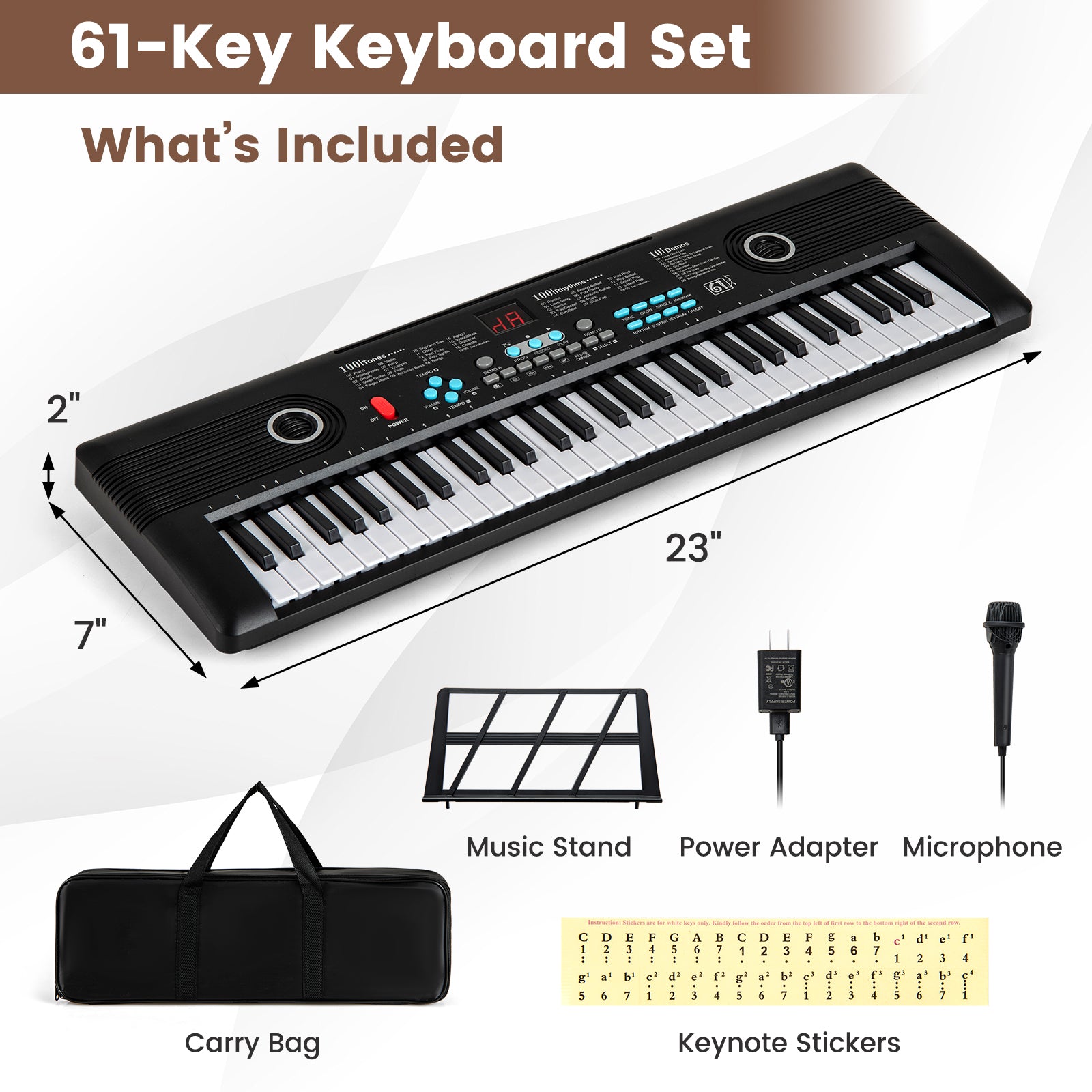 61 Key Electric Portable Digital Keyboard Piano, Black Pianos & Keyboards at Gallery Canada