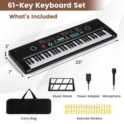 61 Key Electric Portable Digital Keyboard Piano, Black Pianos & Keyboards at Gallery Canada