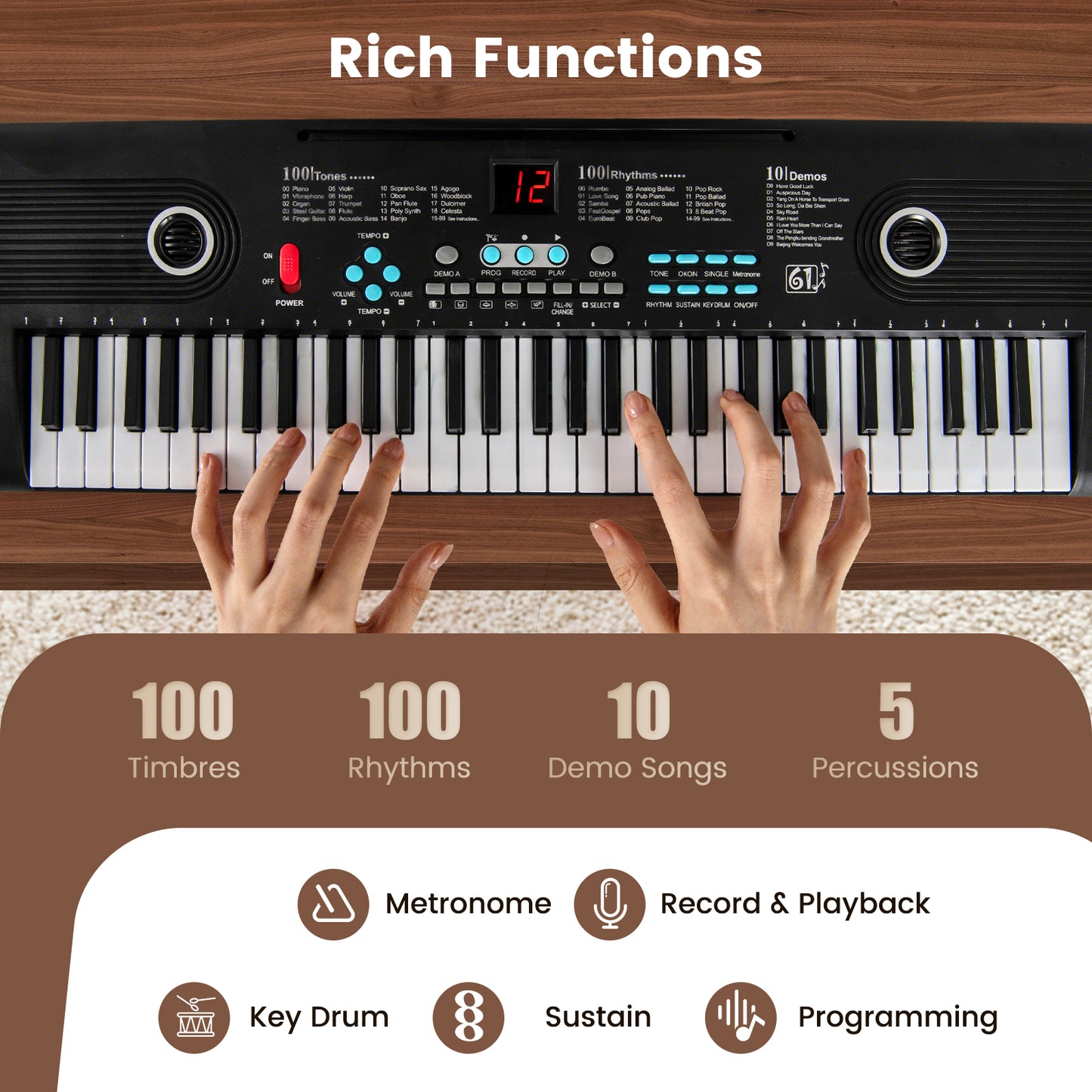 61 Key Electric Portable Digital Keyboard Piano, Black Pianos & Keyboards at Gallery Canada