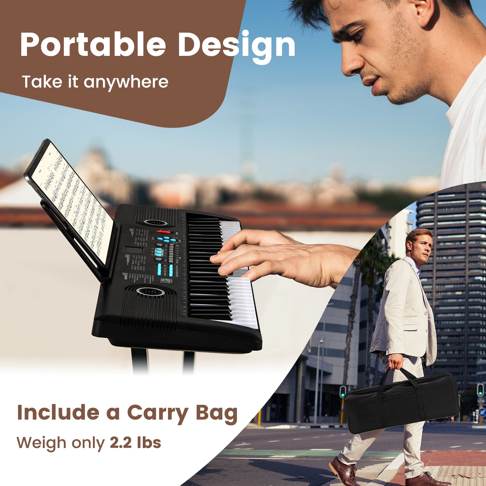 61 Key Electric Portable Digital Keyboard Piano, Black Pianos & Keyboards at Gallery Canada