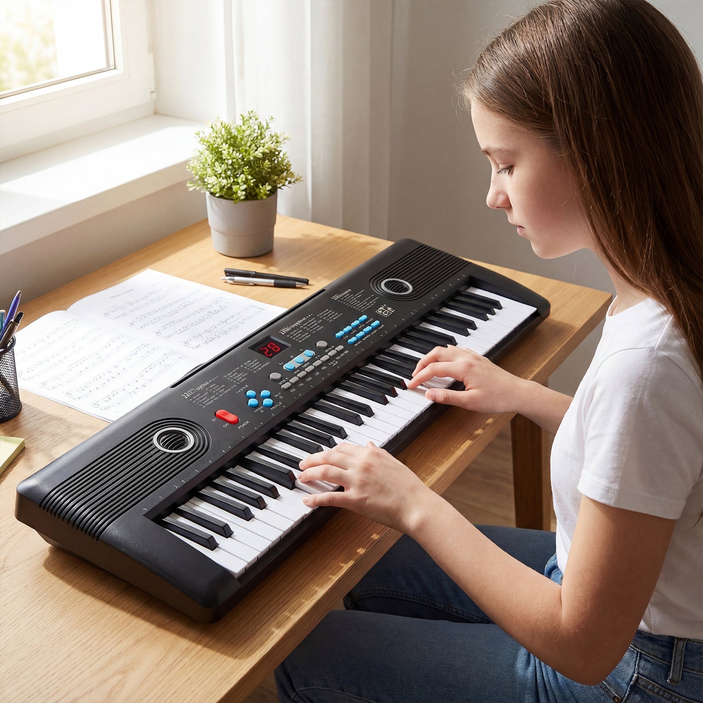 61 Key Electric Portable Digital Keyboard Piano, Black Pianos & Keyboards at Gallery Canada