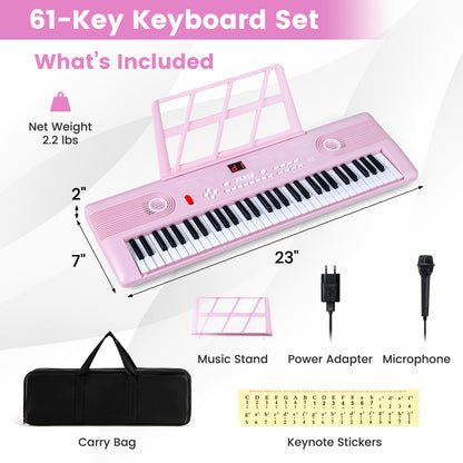 61 Key Portable Digital Keyboard Piano, Pink Pianos & Keyboards at Gallery Canada