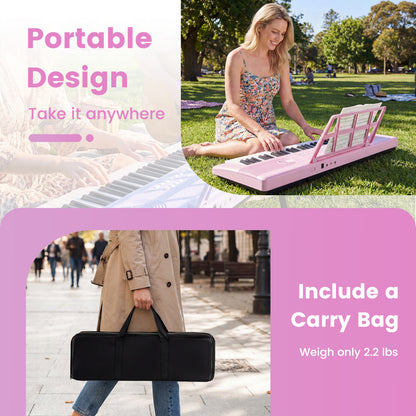 61 Key Portable Digital Keyboard Piano, Pink Pianos & Keyboards at Gallery Canada