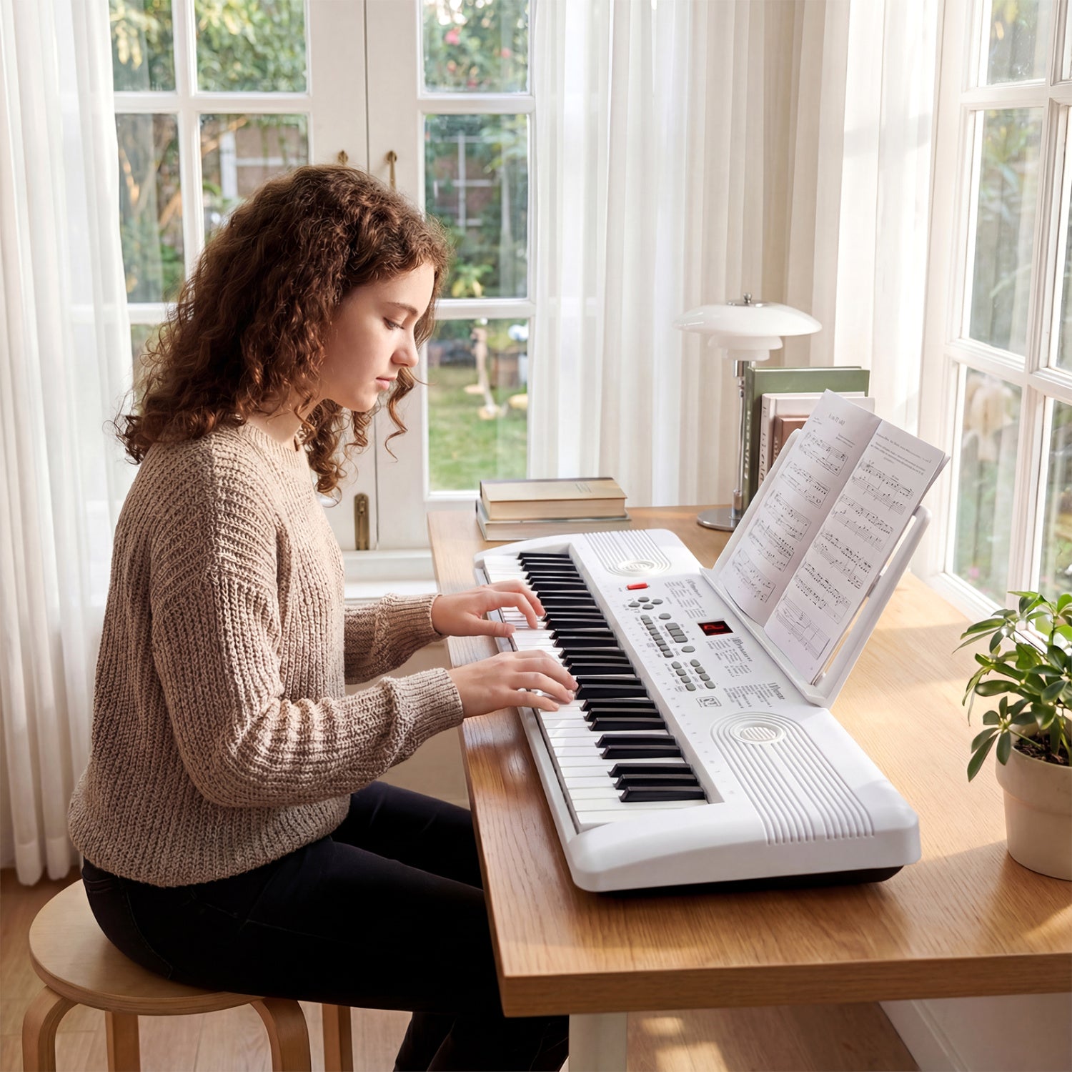 61 Key Portable Digital Keyboard Piano, White Pianos & Keyboards at Gallery Canada
