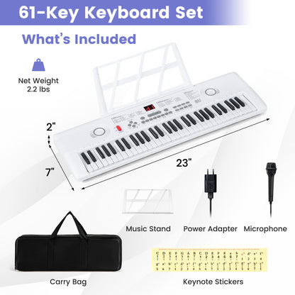 61 Key Portable Digital Keyboard Piano, White Pianos & Keyboards at Gallery Canada