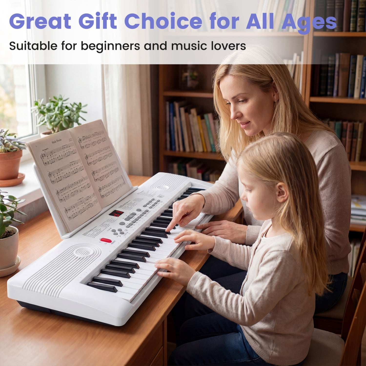 61 Key Portable Digital Keyboard Piano, White Pianos & Keyboards at Gallery Canada