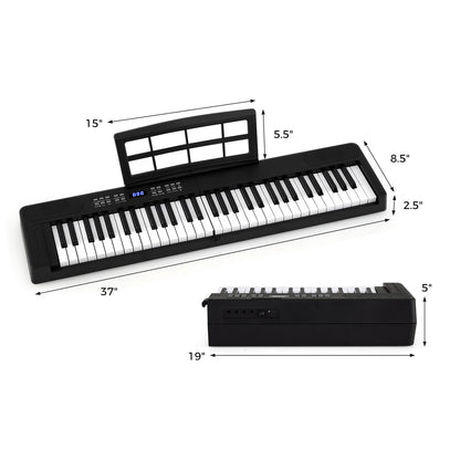 61-Key Foldable Piano Keyboard Full-size Electronic Keyboard with MIDI and Split Function, Black Pianos & Keyboards at Gallery Canada