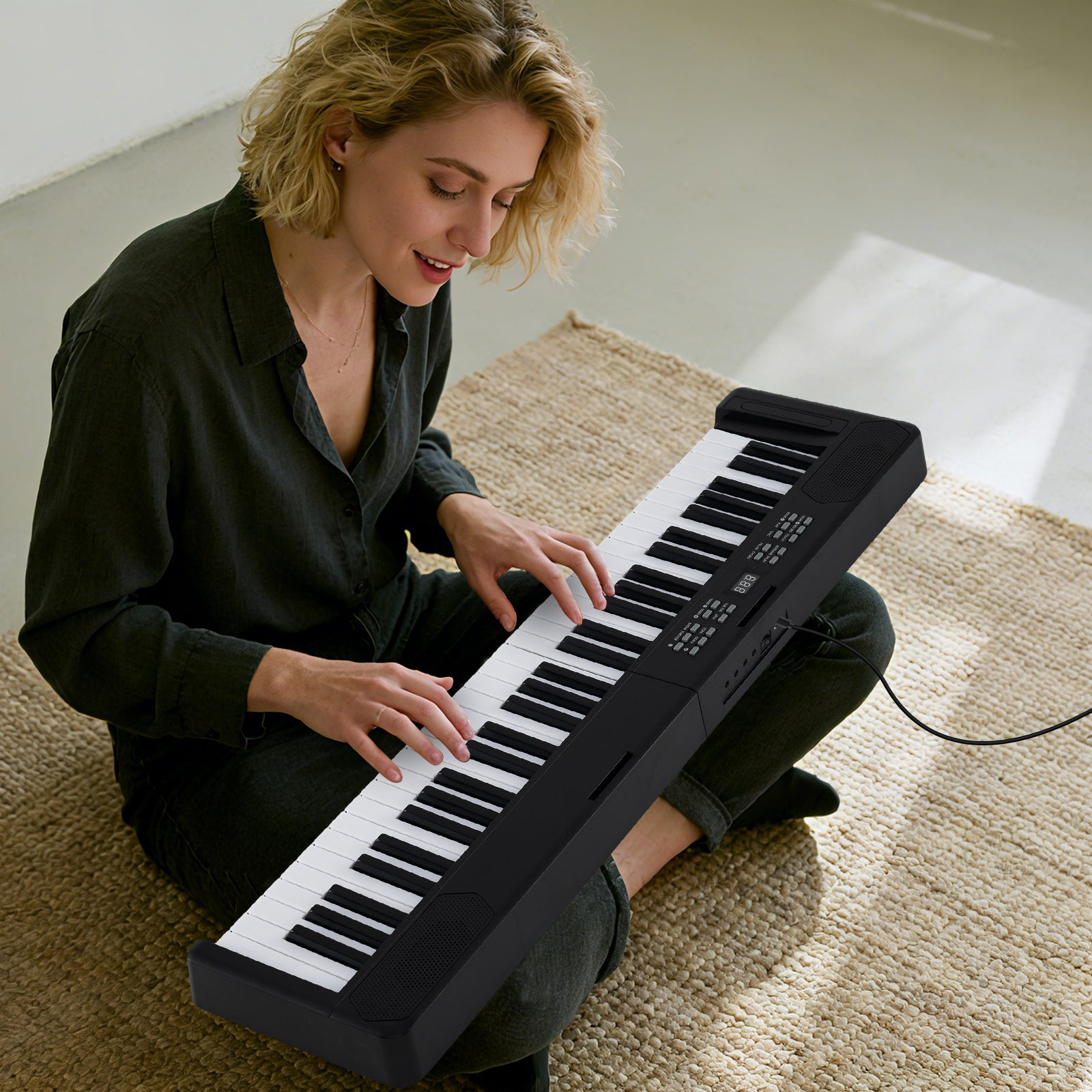61-Key Foldable Piano Keyboard Full-size Electronic Keyboard with MIDI and Split Function, Black Pianos & Keyboards at Gallery Canada
