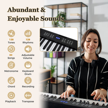 61-Key Foldable Piano Keyboard Full-size Electronic Keyboard with MIDI and Split Function, Black Pianos & Keyboards at Gallery Canada