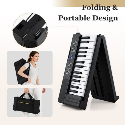 61-Key Foldable Piano Keyboard Full-size Electronic Keyboard with MIDI and Split Function, Black Pianos & Keyboards at Gallery Canada