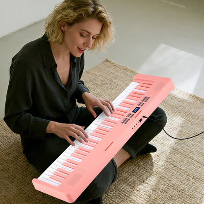 61-Key Foldable Piano Keyboard Full-size Electronic Keyboard with MIDI and Split Function, Pink Pianos & Keyboards at Gallery Canada