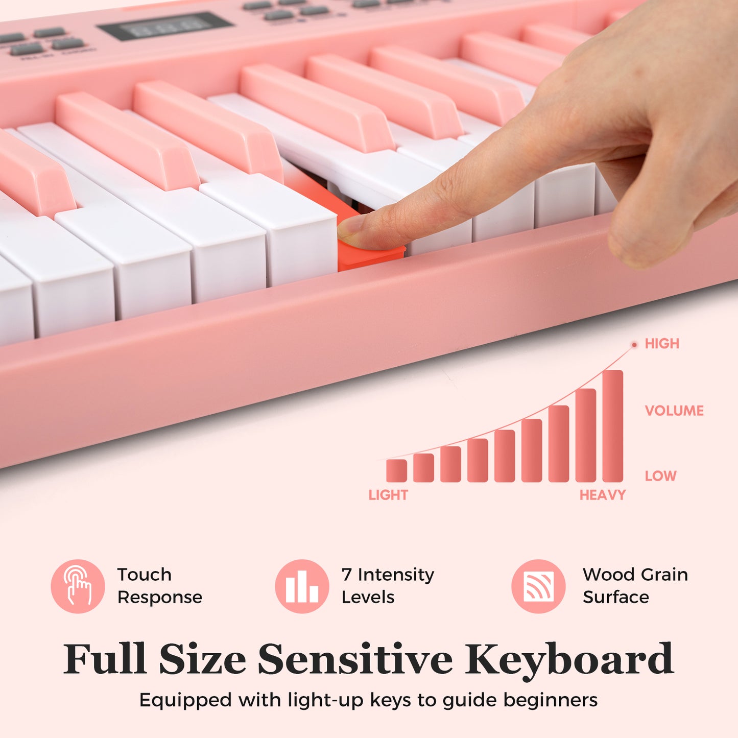 61-Key Foldable Piano Keyboard Full-size Electronic Keyboard with MIDI and Split Function, Pink Pianos & Keyboards at Gallery Canada