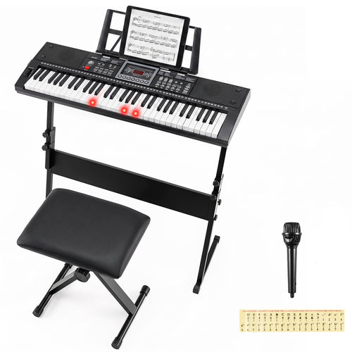 61-Key Keyboard Piano With Stand Stool, Black