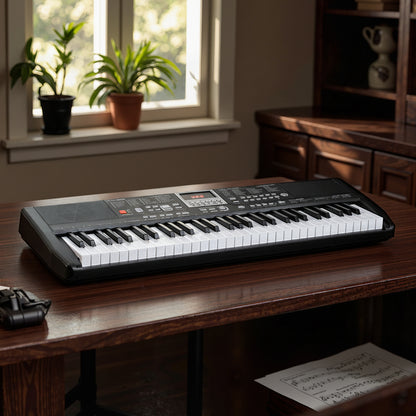 61 Keys Beginners Piano Keyboard Electric Keyboard Kit with Adjustable Stand and Stool, Black Pianos & Keyboards at Gallery Canada