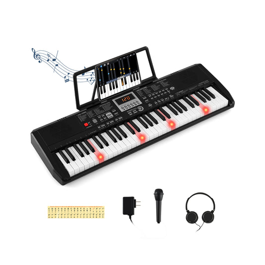 61 Keys Portable Keyboard for Beginners Electric Piano Keyboard Kit with 200 Rhythms and 200 Tones, Black