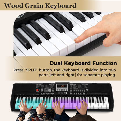 61 Keys Portable Keyboard for Beginners Electric Piano Keyboard Kit with 200 Rhythms and 200 Tones, Black