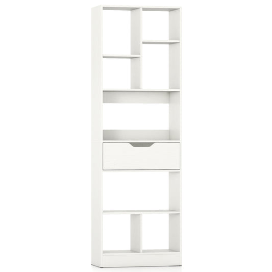 61inch Tall Freestanding Bookcase with Drawer 8-Cube Storage Organizer, White Bookcases White at Gallery Canada