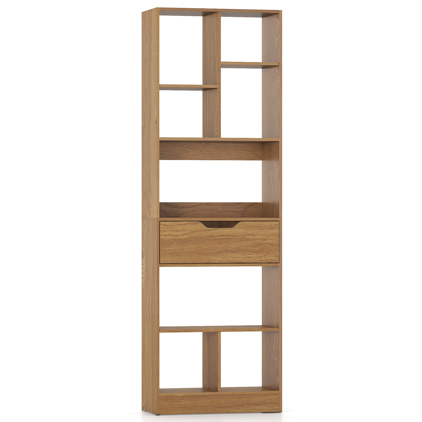 61inch Tall Freestanding Bookcase with Drawer 8-Cube Storage Organizer, Natural Bookcases at Gallery Canada