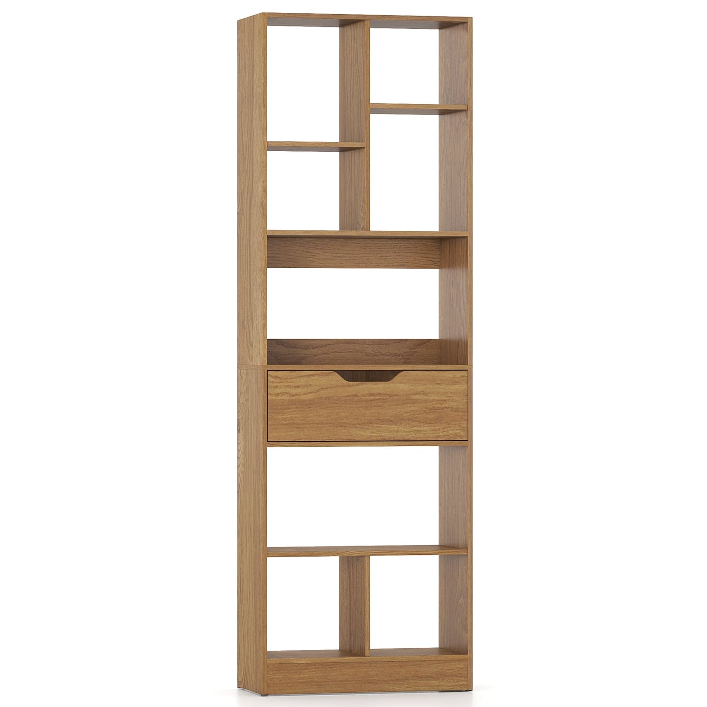 61inch Tall Freestanding Bookcase with Drawer 8-Cube Storage Organizer, Natural Bookcases at Gallery Canada