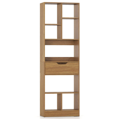 61inch Tall Freestanding Bookcase with Drawer 8-Cube Storage Organizer, Natural Bookcases at Gallery Canada