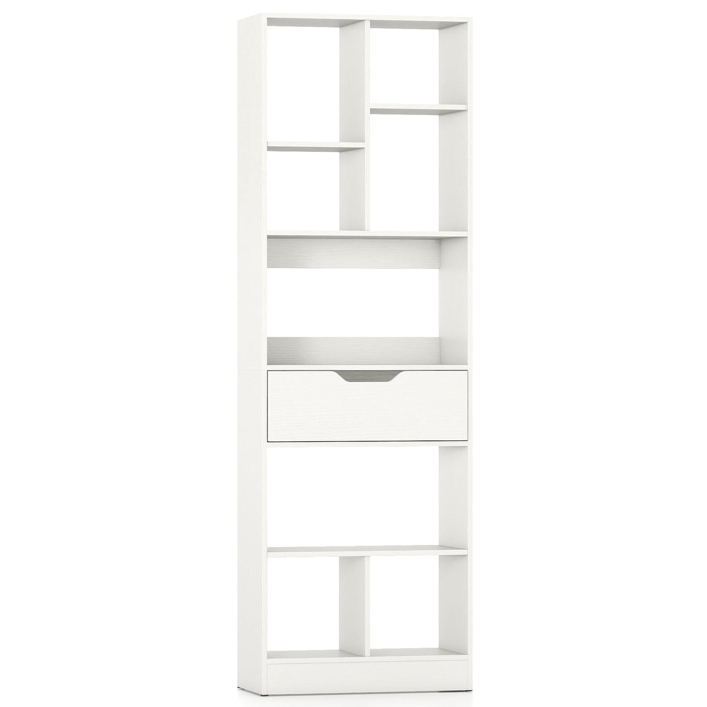 61inch Tall Freestanding Bookcase with Drawer 8-Cube Storage Organizer, White Bookcases at Gallery Canada