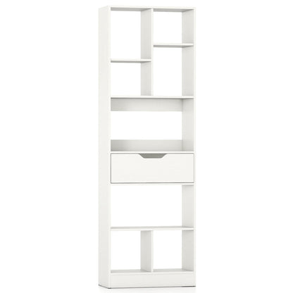 61inch Tall Freestanding Bookcase with Drawer 8-Cube Storage Organizer, White Bookcases at Gallery Canada