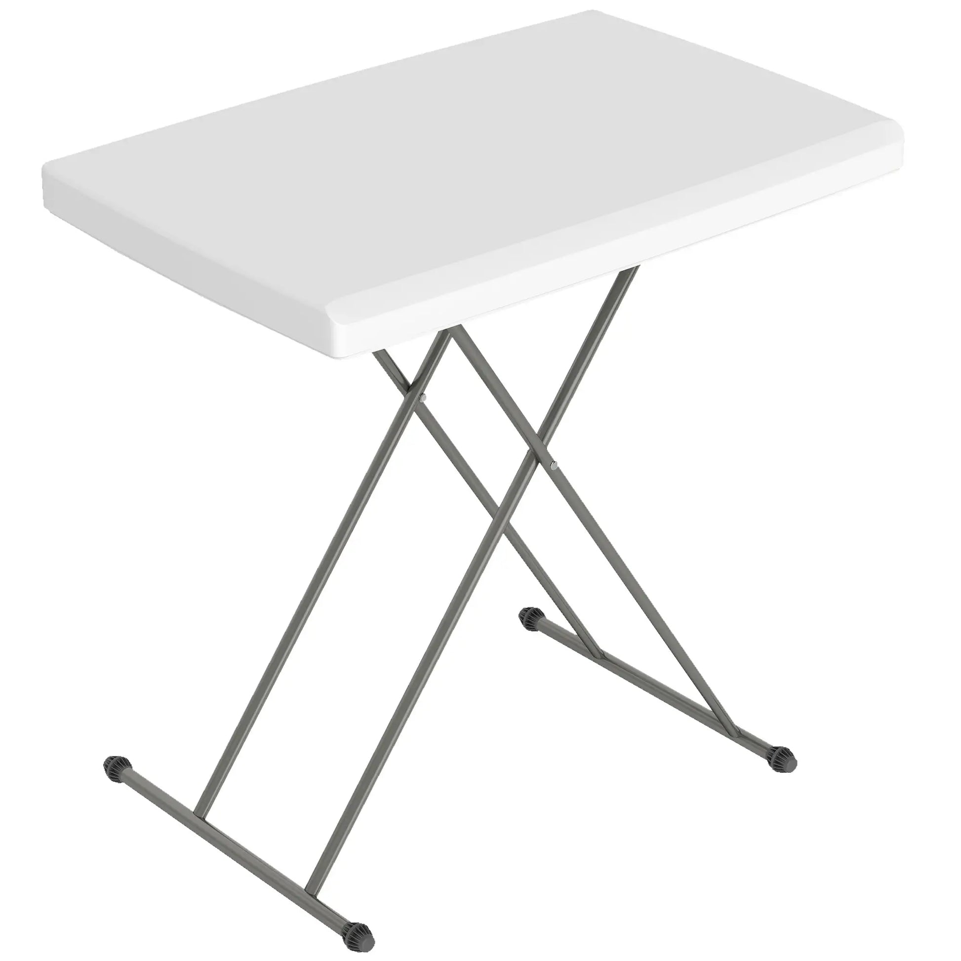 Folding Outdoor Patio Table, 3-Level Adjustable, HDPE Top, Steel Legs, White Patio Dinning Tables at Gallery Canada