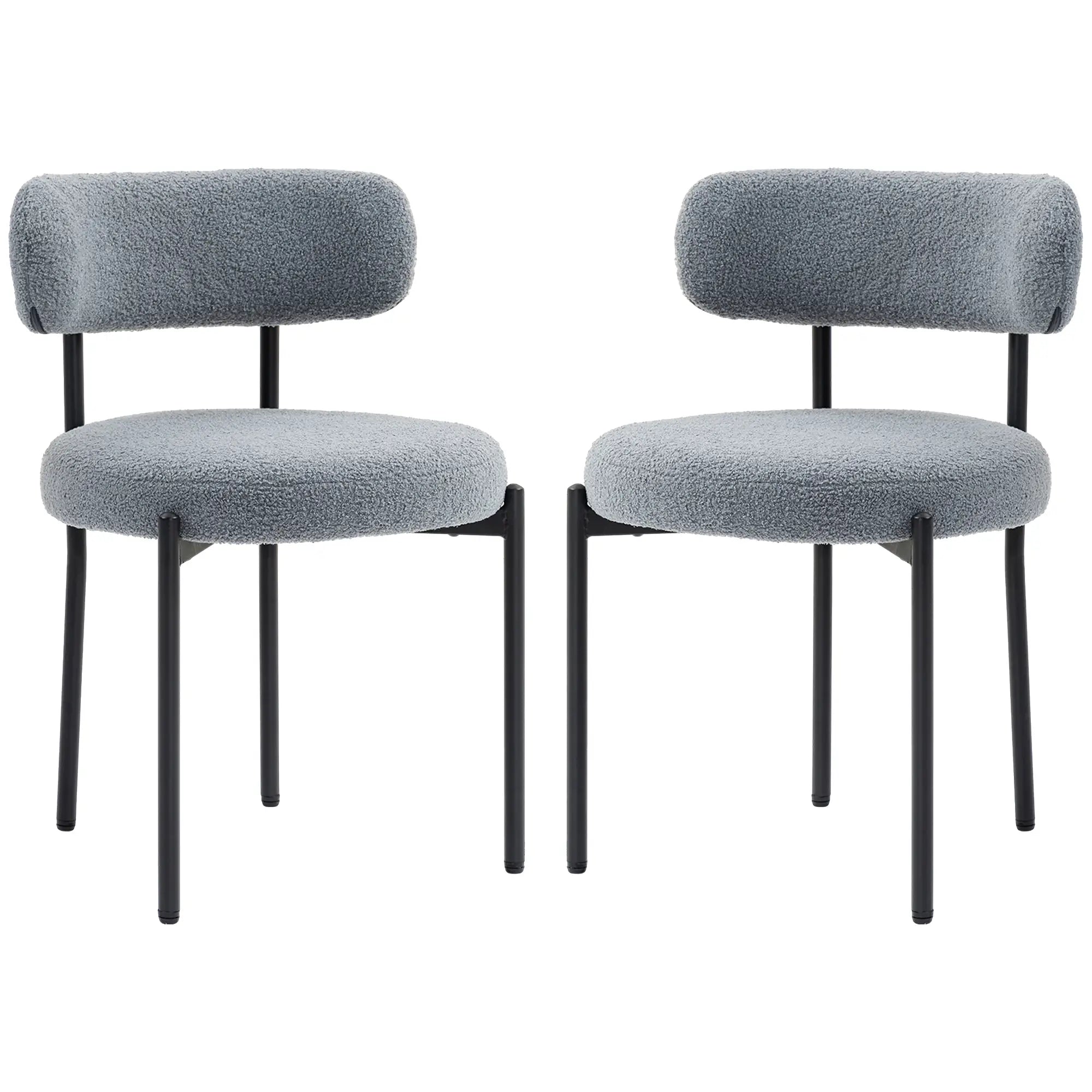 2 Kitchen Chairs, Modern Dining, Berber Fleece Upholstery, Steel Legs, Grey Dining Chairs Grey at Gallery Canada