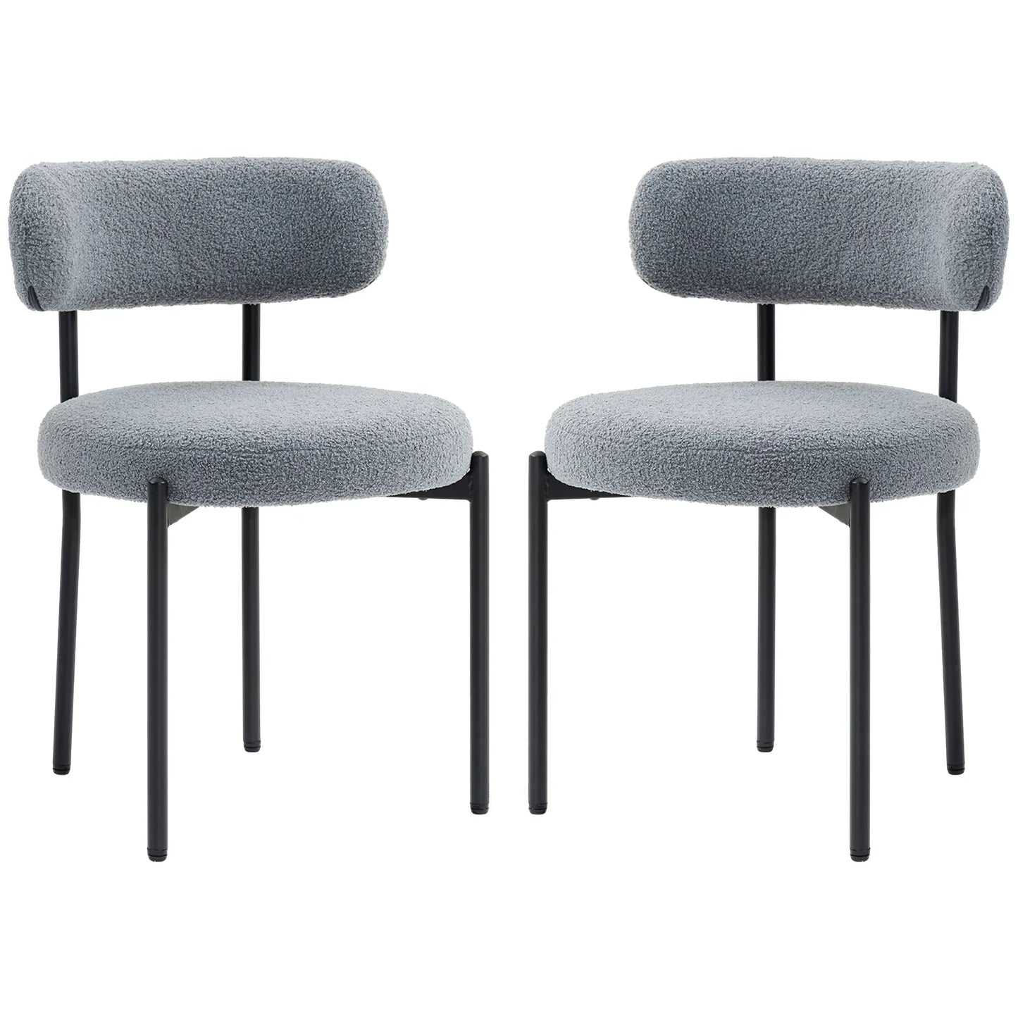 2 Kitchen Chairs, Modern Dining, Berber Fleece Upholstery, Steel Legs, Grey Dining Chairs Grey at Gallery Canada
